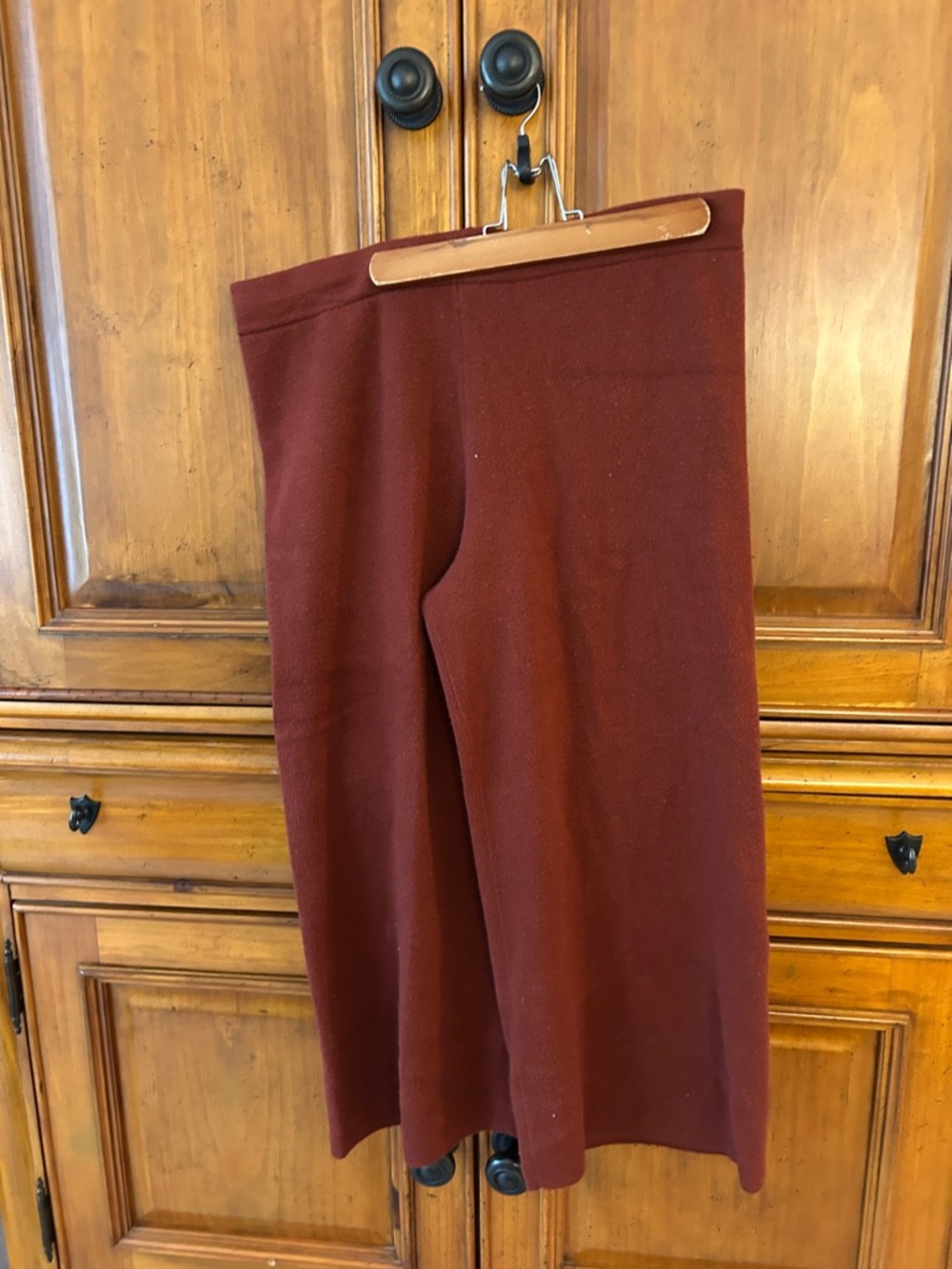 Nine West Womens Wide-Leg Knit Pants in Burgundy